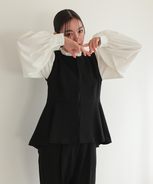 TOKYO OFFICA セットアップ 「手洗いOK」ペプラム ブラウス付き 3点