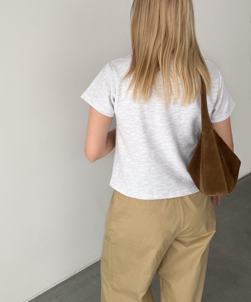 「CANAL JEAN」 「elmar」半袖カットソー ONE SIZE ヘザーグレー レディース_画像3