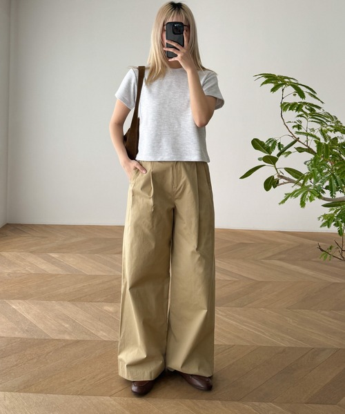 「CANAL JEAN」 「elmar」半袖カットソー ONE SIZE ヘザーグレー レディース_画像4