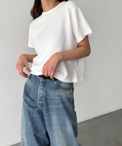 「CANAL JEAN」 「elmar」半袖カットソー ONE SIZE ヘザーグレー レディース_画像5