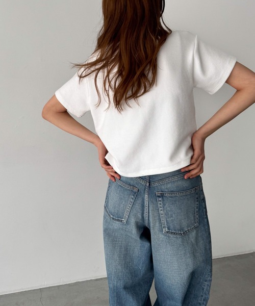 「CANAL JEAN」 「elmar」半袖カットソー ONE SIZE ヘザーグレー レディース_画像6