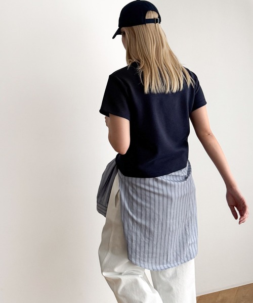 「CANAL JEAN」 「elmar」半袖カットソー ONE SIZE ヘザーグレー レディース_画像9