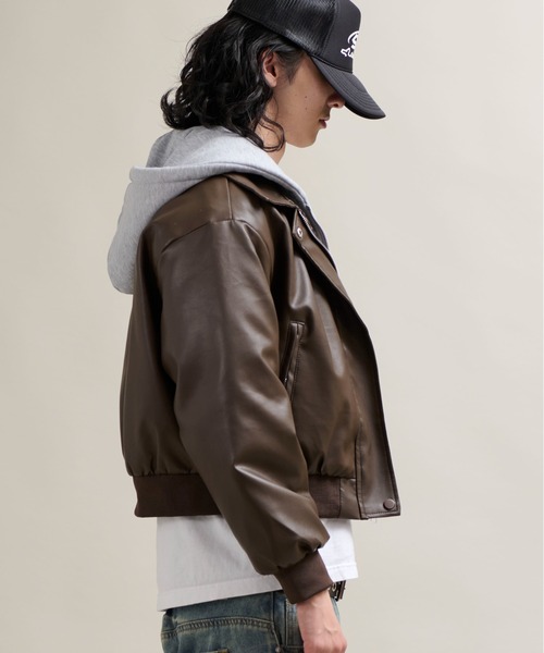 CALIFORNIA OUTFITTERS ブルゾン アウター 11C4 フード付PUレザー