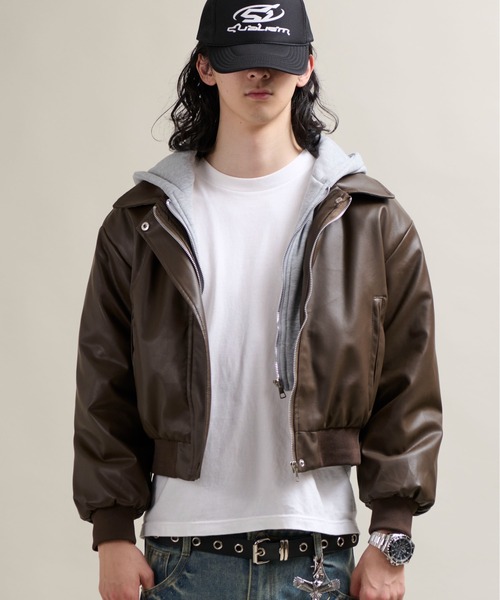 CALIFORNIA OUTFITTERS ブルゾン アウター 11C4 フード付PUレザー
