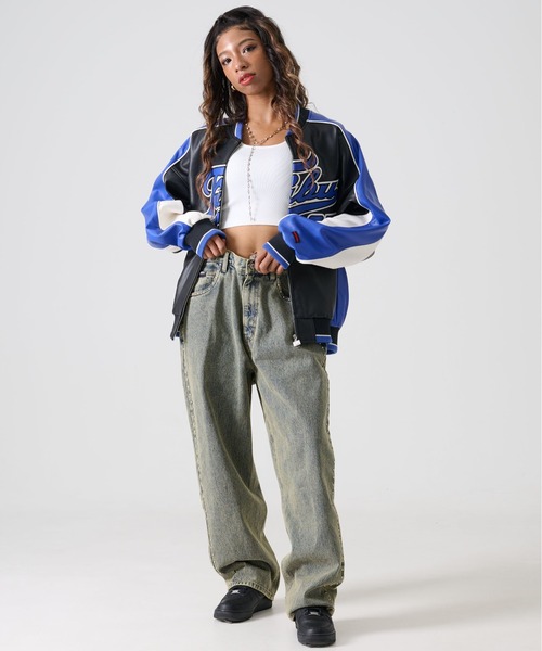 FUBU（フブ） ワイドパンツ ジーンズ ブランド Studs Denim Pants