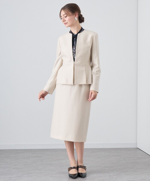 ANAYI（アナイ） ノーカラージャケット 38 ベージュ レディース