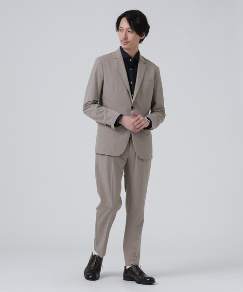 【極美品】ナノユニバース　ノーカラースーツ　セットアップ　グレージュ　40 NANO universe（ナノ・ユニバース） セットアップ M グレー系その他4