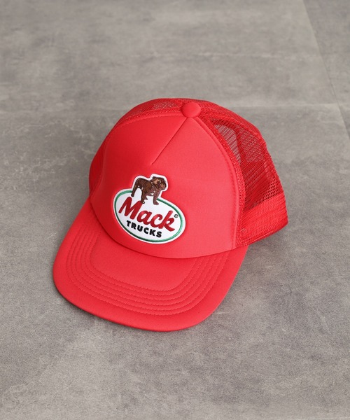 80s USA製　Mack Trucks Bulldog 赤 メッシュキャップ FUNALIVE（ファンアライブ） キャップ 帽子 MACK TRUCKS ワッペン