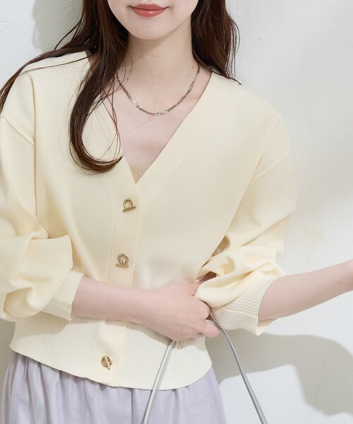 ハトメカーディガン natural couture カーディガン プチプラハトメバー釦カーデ レディース