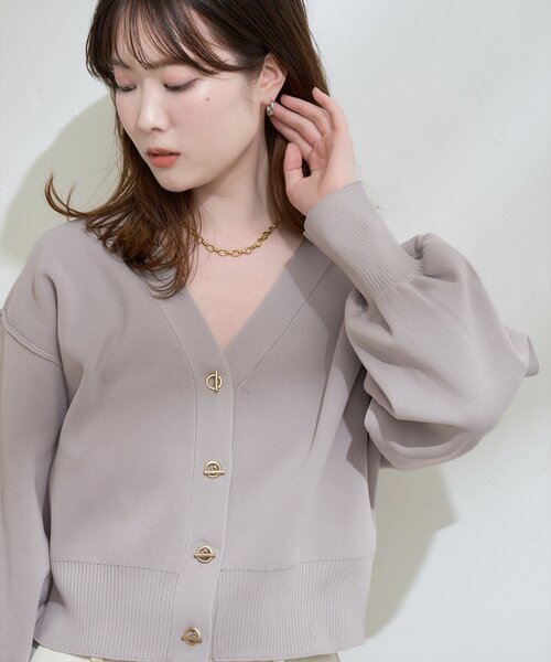 ハトメカーディガン natural couture カーディガン プチプラハトメバー釦カーデ レディース