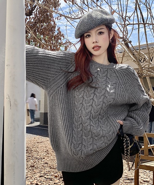 「Girly Doll」 「Doula Doula」長袖ニット F モカ レディース_画像5