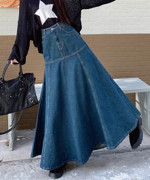 「meJane」 デニムスカート M ブルー レディース_画像2