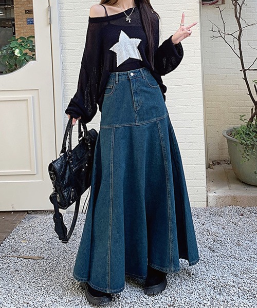 「meJane」 デニムスカート M ブルー レディース_画像7