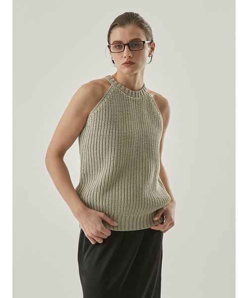 Henon. タンクトップ ノースリーブ アメスリニットタンクトップ