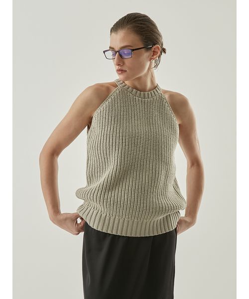 Henon. タンクトップ ノースリーブ アメスリニットタンクトップ
