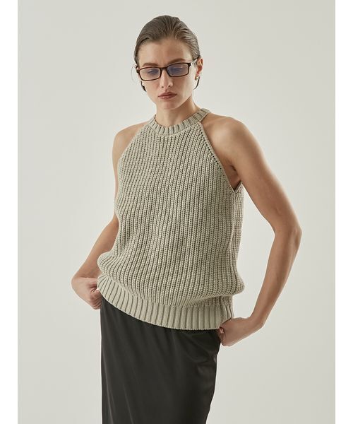 Henon. タンクトップ ノースリーブ アメスリニットタンクトップ