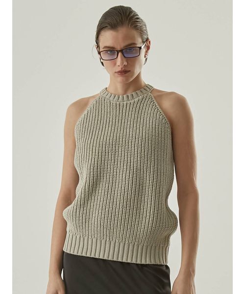 Henon. タンクトップ ノースリーブ アメスリニットタンクトップ