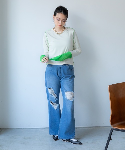 「bohmal」 長袖カットソー FREE ブルー レディース_画像5