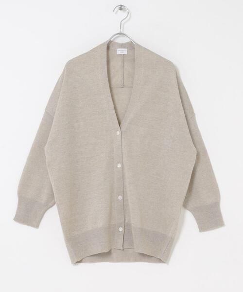 新品タグ付◉ L/BEIGE  DOORS リネンVネックカーディガン アーバンリサーチ ドアーズ URBAN RESEARCH DOORS リネンVネック