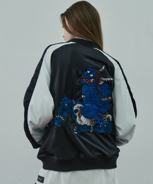 「AIVER」 スカジャン LARGE ブラック メンズ_画像5