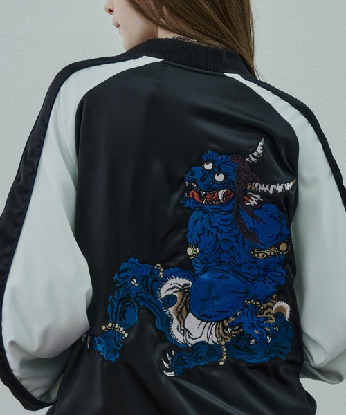 「AIVER」 スカジャン LARGE ブラック メンズ_画像6