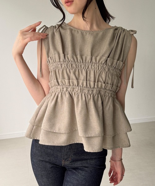JUNOAH（ジュノア） セットアップ ペプラムデザイントップス＋パンツ