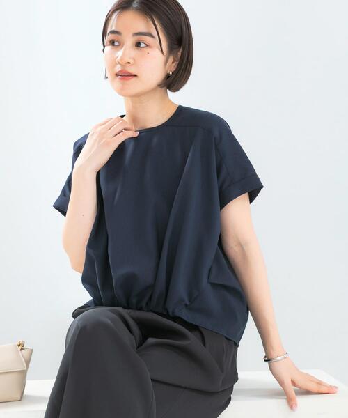 グリン　リネン混 半袖プルオーバー リネンシャツ ブラウス シャツ 半袖 リネン混ドルマンプルオーバー