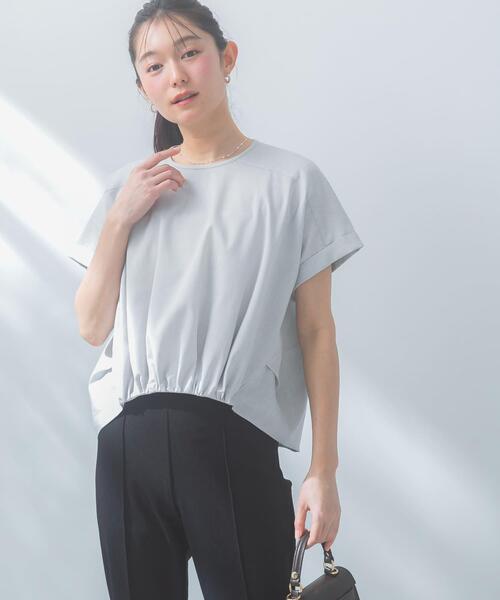 リネンシャツ ブラウス シャツ 半袖 リネン混ドルマンプルオーバー