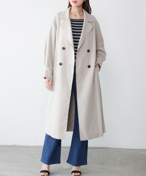 「M.deux」 トレンチコート MEDIUM カーキ レディース_画像8