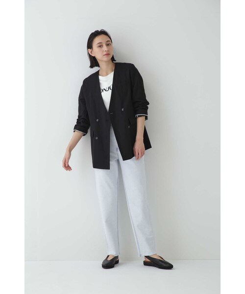 「human woman」 ノーカラージャケット MEDIUM ベージュ レディース_画像3