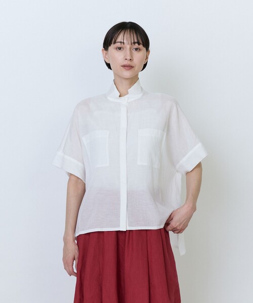 LOISIR リネンシャツ ブラウス シャツ 半袖 エステル綿麻ローン