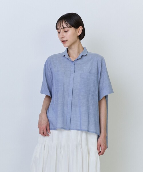 LOISIR リネンシャツ ブラウス シャツ 半袖 エステル綿麻ローン