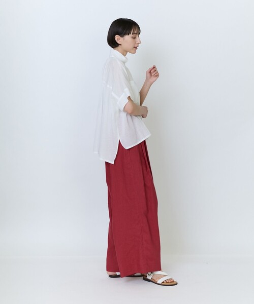 LOISIR リネンシャツ ブラウス シャツ 半袖 エステル綿麻ローン