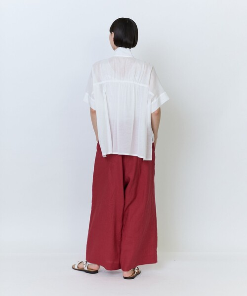 LOISIR リネンシャツ ブラウス シャツ 半袖 エステル綿麻ローン