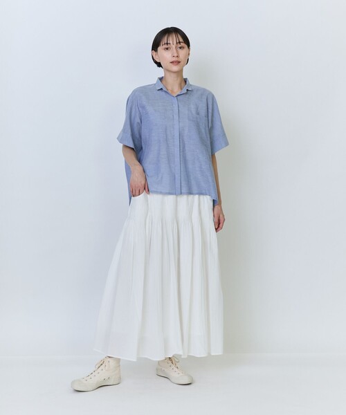 LOISIR リネンシャツ ブラウス シャツ 半袖 エステル綿麻ローン