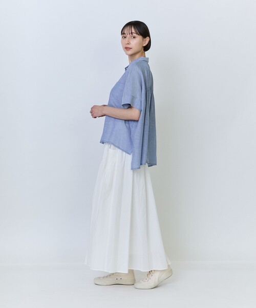 LOISIR リネンシャツ ブラウス シャツ 半袖 エステル綿麻ローン