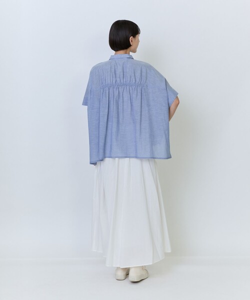 タグ付き新品【19000円】ロワズィール LOISIR リネン 半袖 シャツ 白 LOISIR リネンシャツ ブラウス シャツ 半袖 エステル綿麻ローン