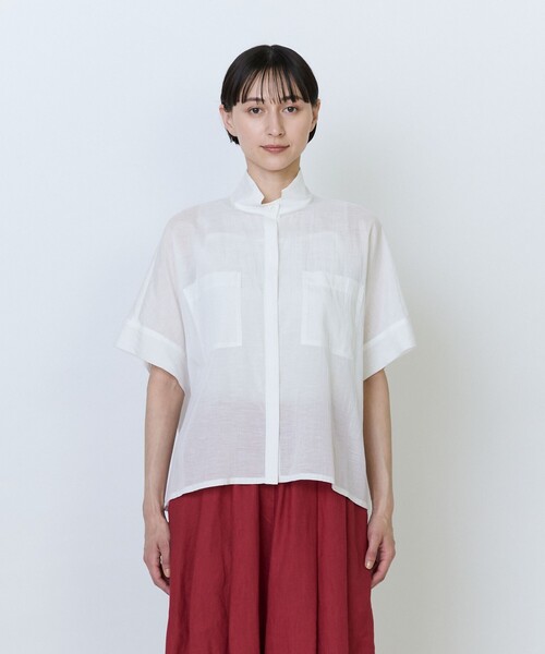 LOISIR リネンシャツ ブラウス シャツ 半袖 エステル綿麻ローン