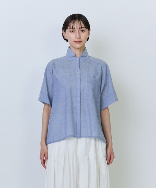 LOISIR リネンシャツ ブラウス シャツ 半袖 エステル綿麻ローン