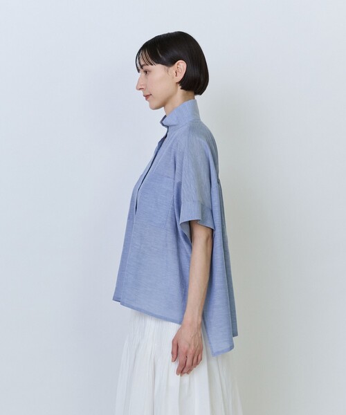 タグ付き新品【19000円】ロワズィール LOISIR リネン 半袖 シャツ 白 LOISIR リネンシャツ ブラウス シャツ 半袖 エステル綿麻ローン
