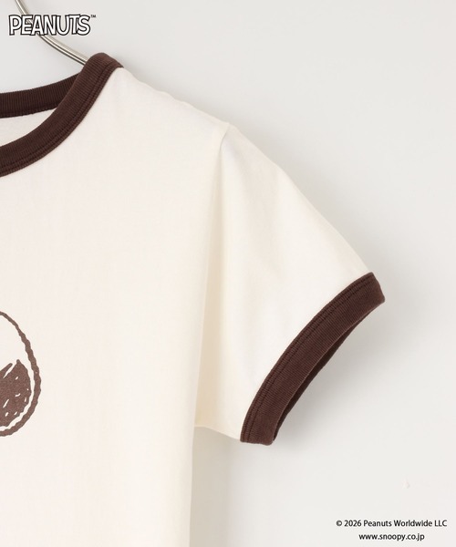 希少 45R✨45rpm PEANUTS スヌーピーコラボ 半袖 リンガーニット LOWRYS FARM（ローリーズファーム） tシャツ 半袖 「SNOOPY」リンガーT