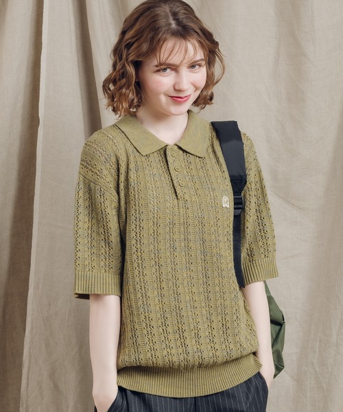 「MUHET」 半袖ニット MEDIUM ボルドー レディース_画像6