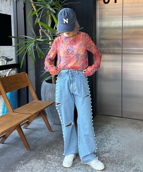 「HELLO.SANFRANCISCO」 長袖カットソー FREE オレンジ レディース_画像6