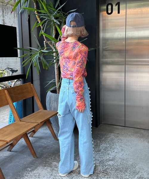 「HELLO.SANFRANCISCO」 長袖カットソー FREE オレンジ レディース_画像9