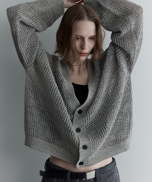 「remer」 ニットカーディガン SMALL グレー メンズ_画像3