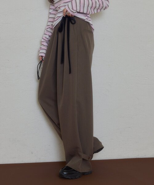mystic（ミスティック） パンツ ベロアリボンタックスラックス