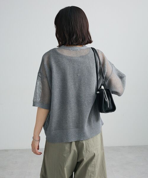 Green Parks（グリーンパークス） カーディガン 半袖 メッシュ5分袖ZIP