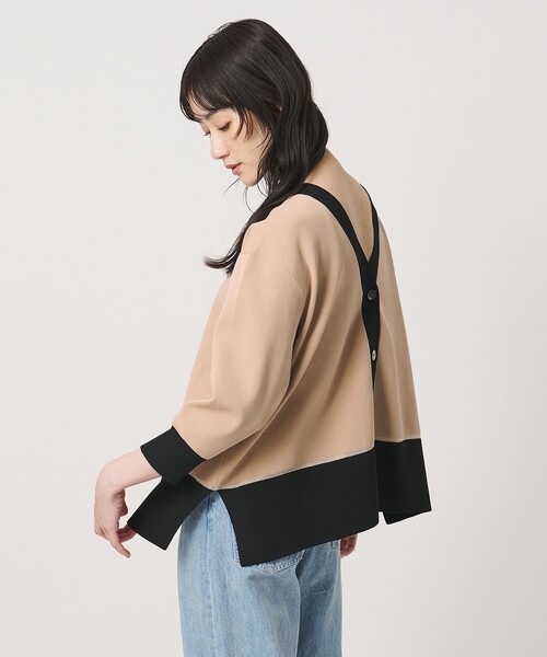 UNITED ARROWS 長袖 ニット カーディガン 異素材切替 UNITED ARROWS（ユナイテッドアローズ） カーディガン 8分袖 ミニマル