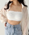 チューブトップ ベアトップ カップ付 ストラッ...の詳細画像1
