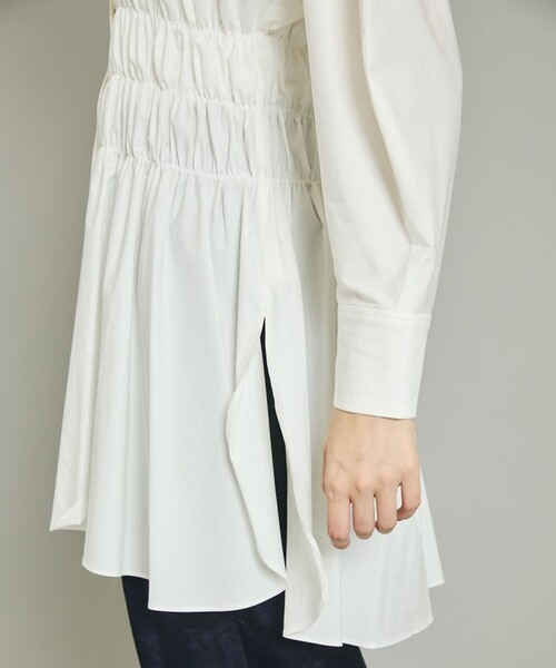 Uhr シャツ ブラウス 【Uhr(ウーア)】ギャザーチュニックシャツ